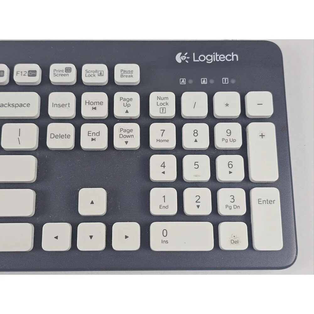 Logitech K310 Washable USB Keyboard Blue Gray Full Size Tested Working